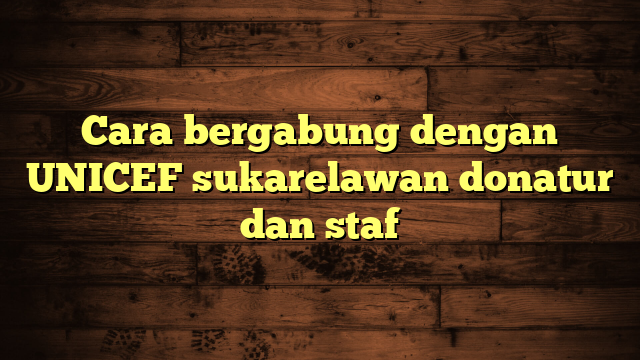Cara bergabung dengan UNICEF sukarelawan donatur dan staf