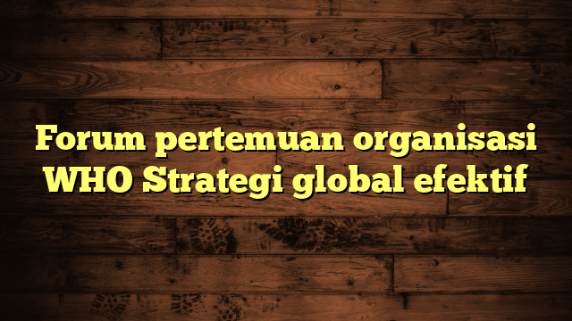 Forum pertemuan organisasi WHO Strategi global efektif