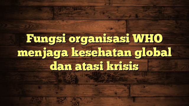 Fungsi organisasi WHO menjaga kesehatan global dan atasi krisis