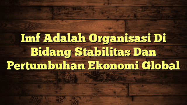 Imf Adalah Organisasi Di Bidang Stabilitas Dan Pertumbuhan Ekonomi Global