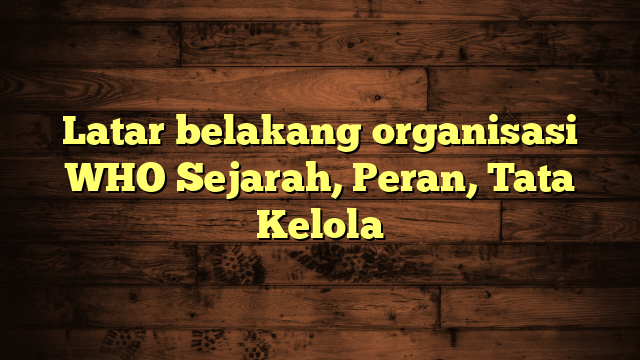 Latar belakang organisasi WHO Sejarah, Peran, Tata Kelola