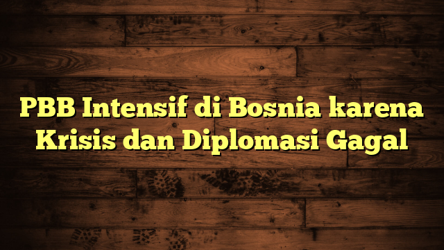 PBB Intensif di Bosnia karena Krisis dan Diplomasi Gagal